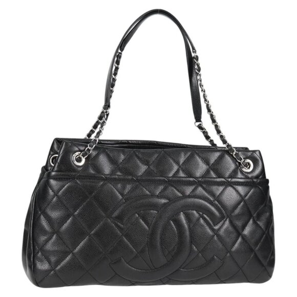 CHANEL Matelasse COCO Mark Chain Bag Grained Calf Skin Black Silver CC Auth ... - Picture 1 of 16